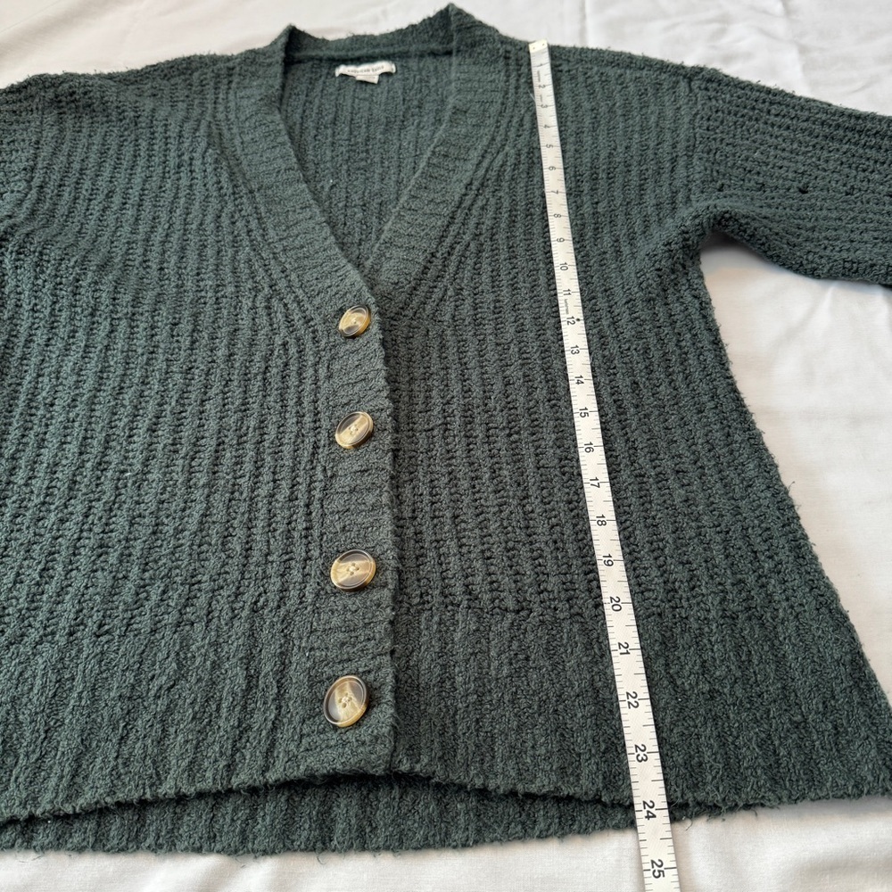 American Eagle XS Green Oversized Chunky Knit Cardigan Sweater ~ Grandpa Casual - Picture 6 of 8